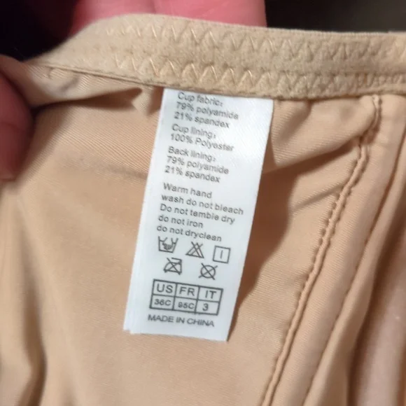 Sealsea Convertible Deep Plunge Low Back Beige Bra Size 36C - Picture 13 of 15